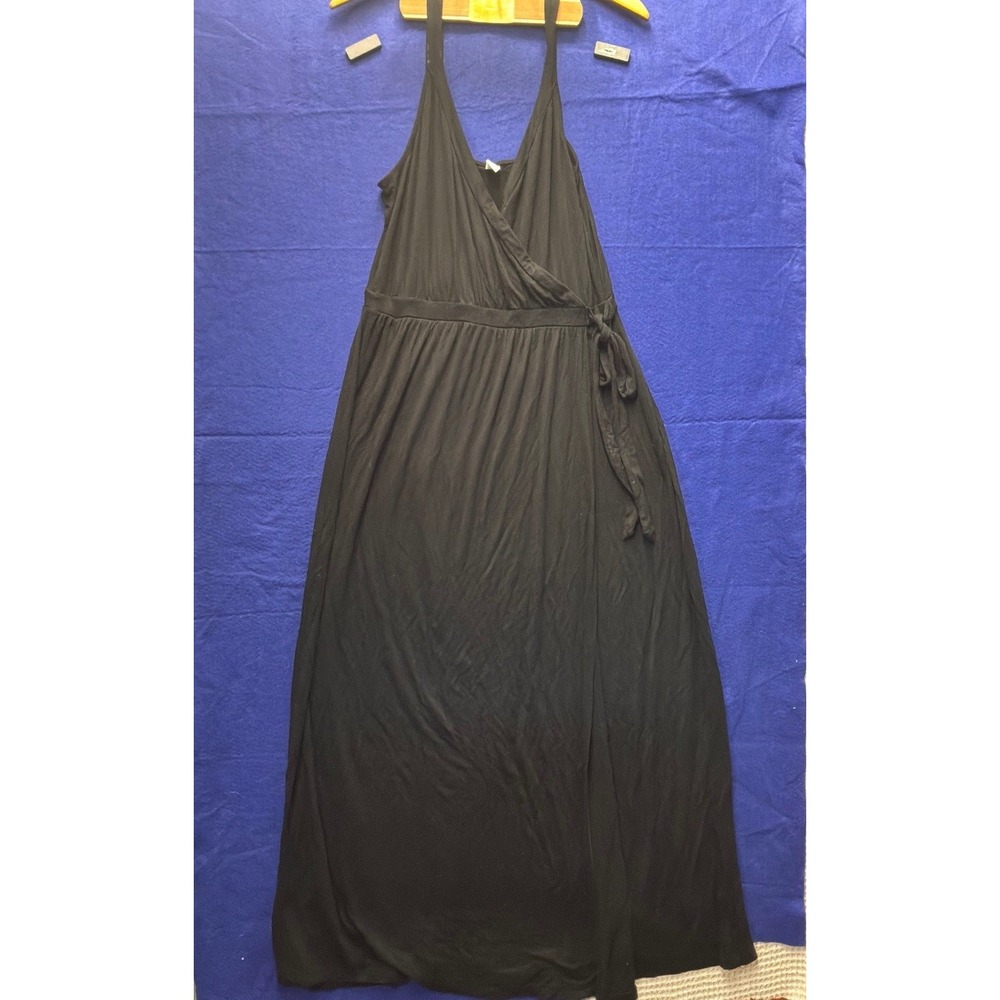 Minimalist Womens Old Navy Faux Wrap Maxi Dress L Black